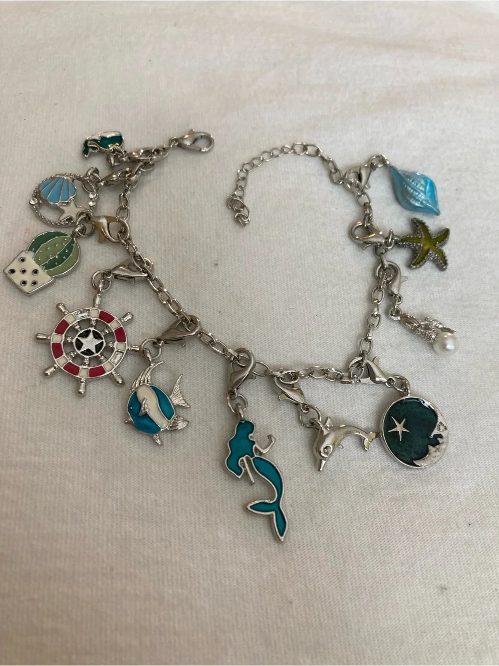 Ocean Sea Beach Charms Bracelet Mermaid Dolphins Nautical